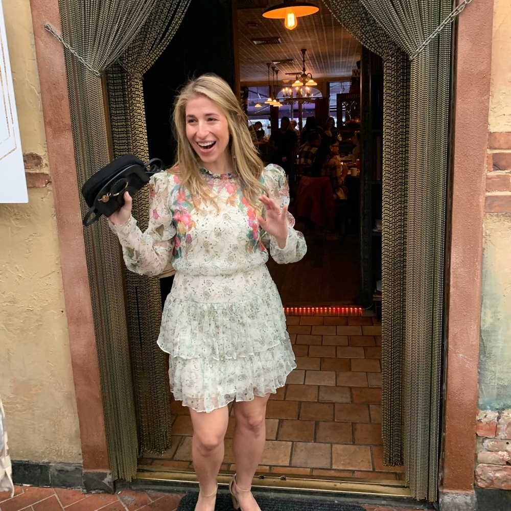 Saloni Ava B Ruffle Floral Dress